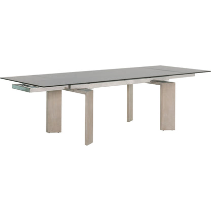 Jett Dining Table by Essentials For Living in natural gray, smoke gray. Made from solid ash, ash veneer, tempered glass in a modern style.