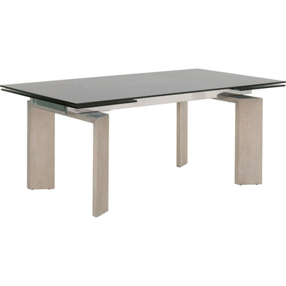 Jett Dining Table by Essentials For Living in natural gray, smoke gray. Made from solid ash, ash veneer, tempered glass in a modern style.