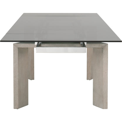 Jett Dining Table by Essentials For Living in natural gray, smoke gray. Made from solid ash, ash veneer, tempered glass in a modern style.