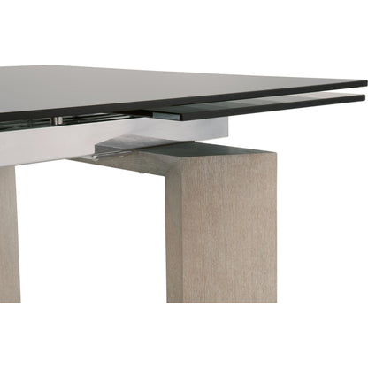 Jett Dining Table by Essentials For Living in natural gray, smoke gray. Made from solid ash, ash veneer, tempered glass in a modern style.