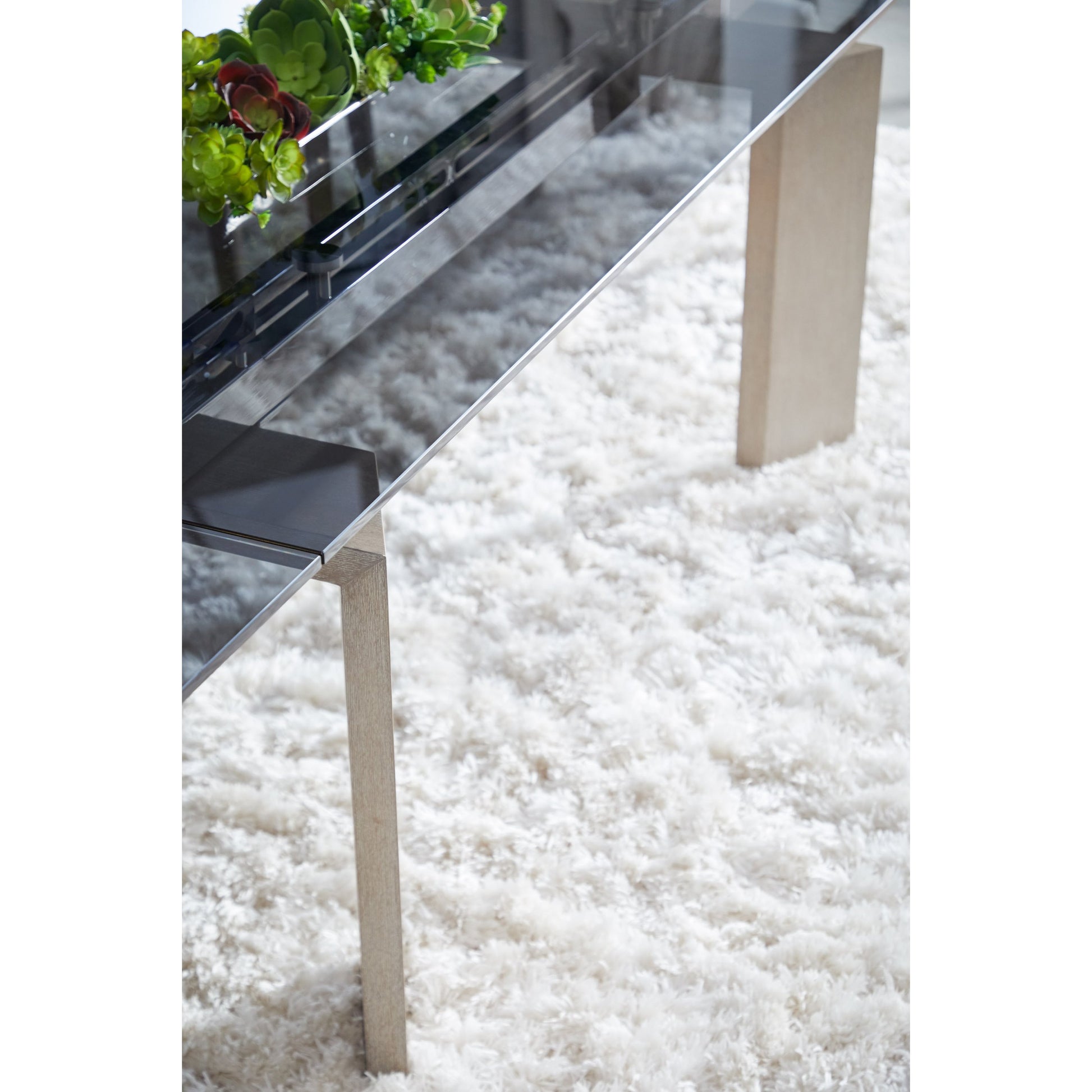 Jett Dining Table by Essentials For Living in natural gray, smoke gray. Made from solid ash, ash veneer, tempered glass in a modern style.