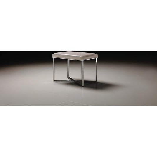 Luxe Rectangle Stool by Pasargad Home in chrome. Made from faux leather in a modern style.