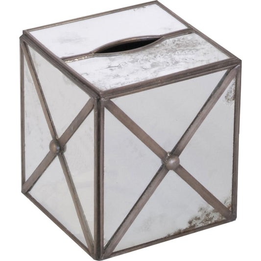 Kleenex Antique Mirror Xhatch by Worlds Away in mirror and mirror. Made from metal, glass in a modern style.