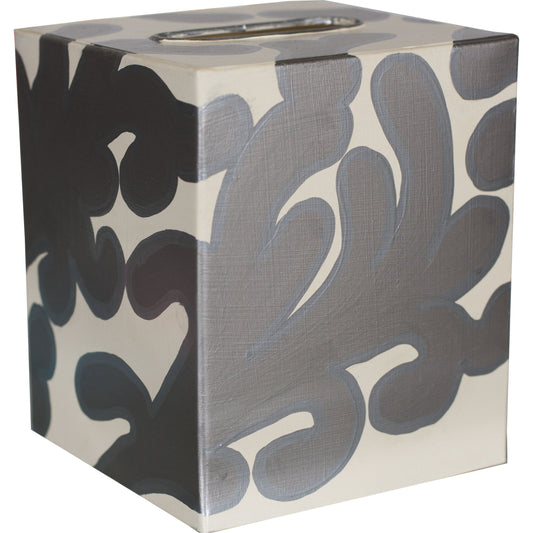 Kleenex Box by Worlds Away in off white, silver and off white, silver. Made from metal in a modern style.