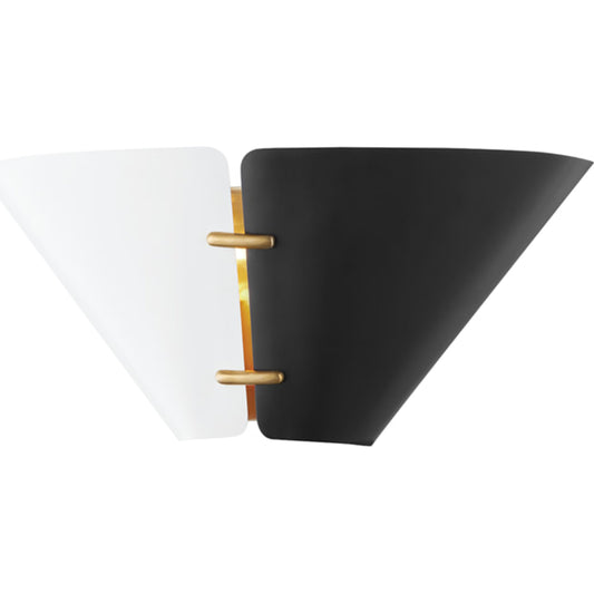 Split 2 Light Wall Sconce by Hudson Valley in aged brass. Made from steel in a modern style.