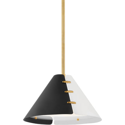 Split 1 Light Pendant by Hudson Valley in aged brass. Made from steel in a modern style.