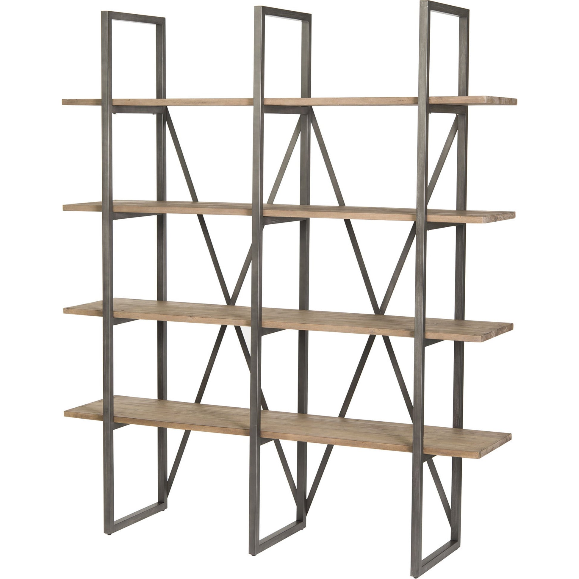 Kenya Large Cain Rack by LH Imports in salvaged gray. Made from reclaimed pine in a modern style.