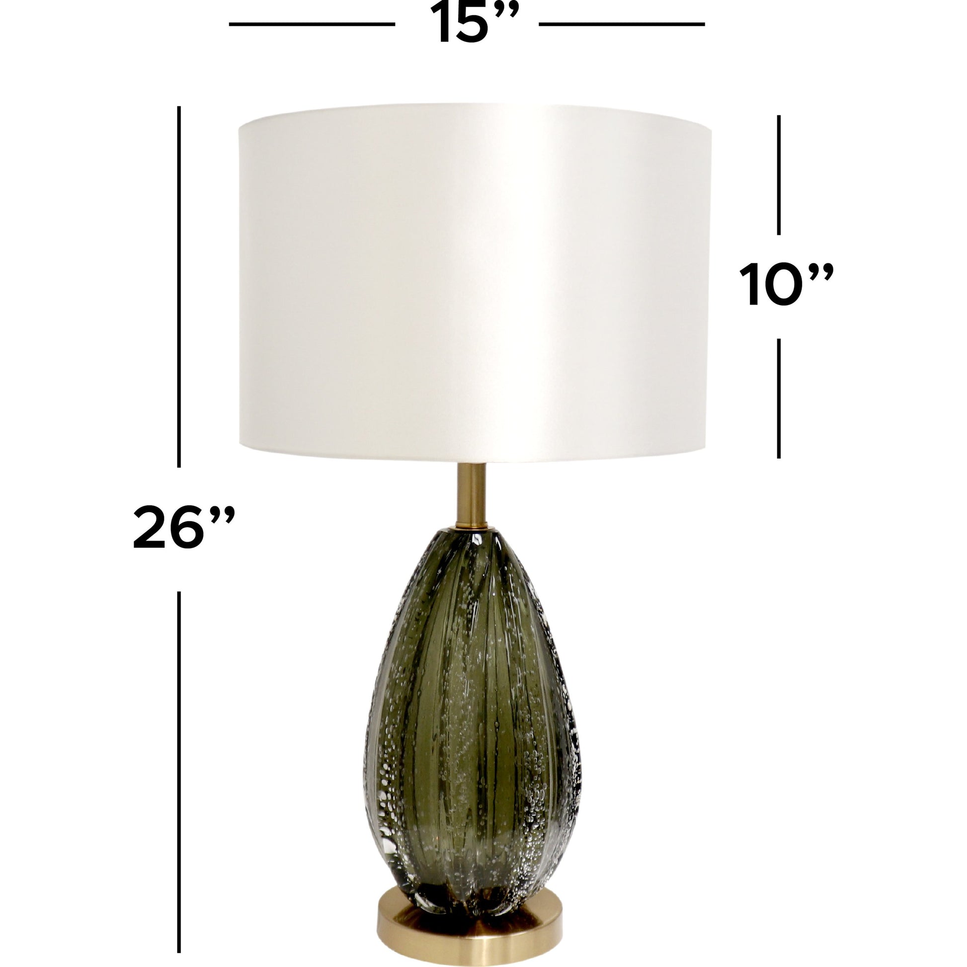 Felicia Table Lamp by Pasargad Home in gold and green. Made from glass, steel in a coastal style.