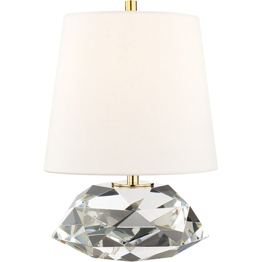 Henley 1 Light Table Lamp by Hudson Valley in aged brass. Made from crystal in a transitional style.