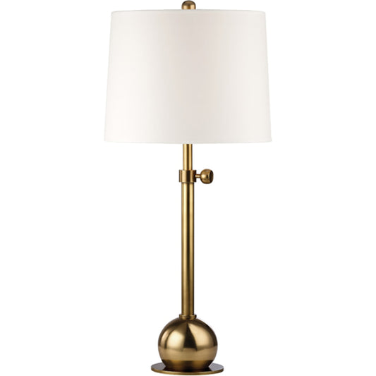 Marshall Table Lamp by Hudson Valley in vintage brass. Made from steel in a modern style.