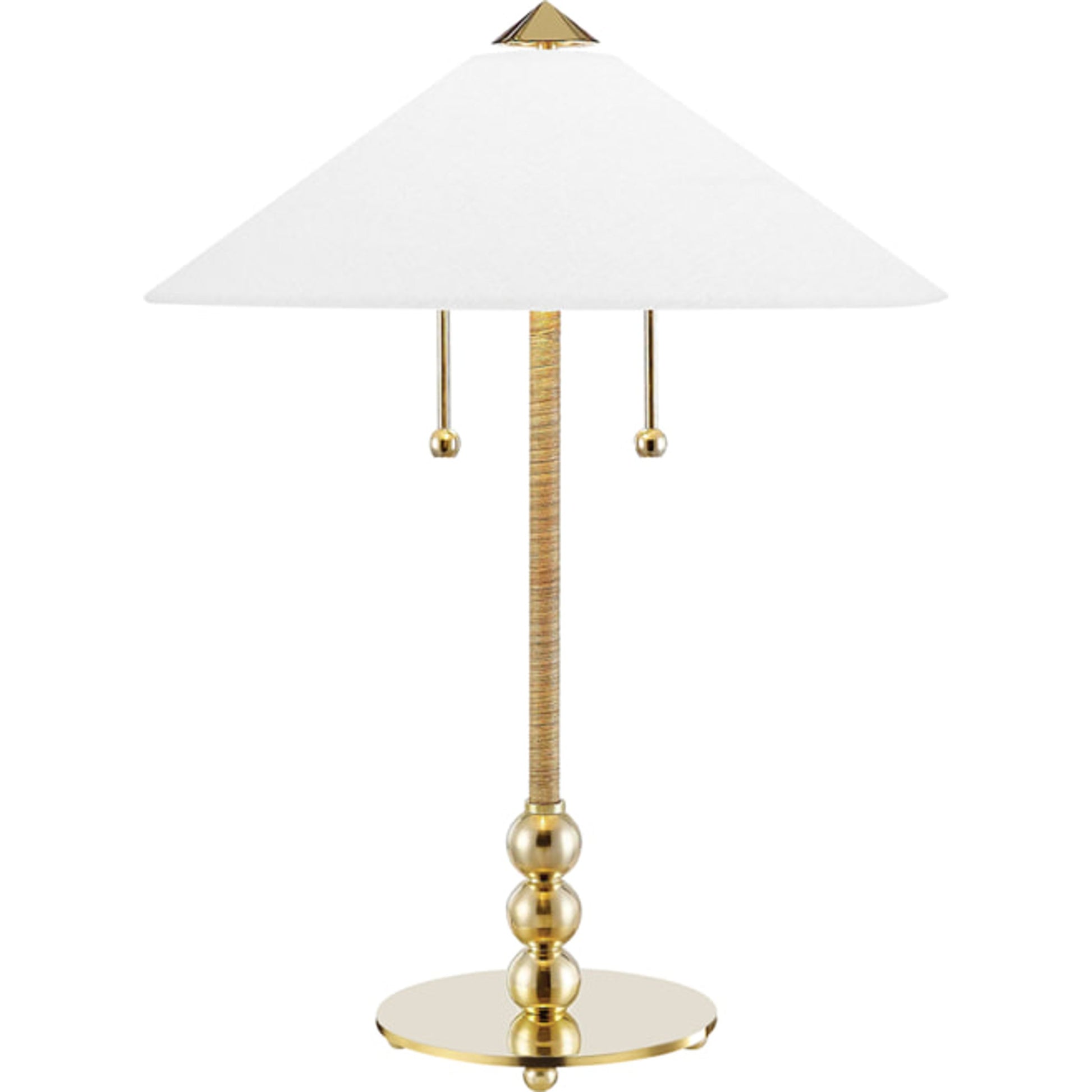 Flare Table Lamp by Hudson Valley in aged brass. Made from brass in a transitional style.