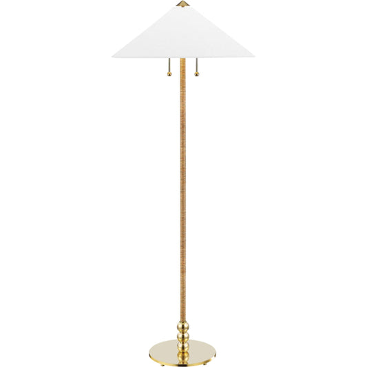 Flare Floor Lamp by Hudson Valley in aged brass. Made from brass in a transitional style.