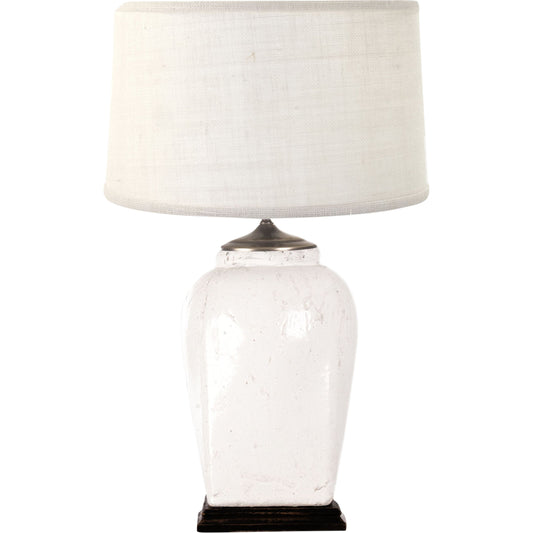 White Pottery Table Lamp by Zentique in distressed white and ceramic. Made from ceramic in a modern style.