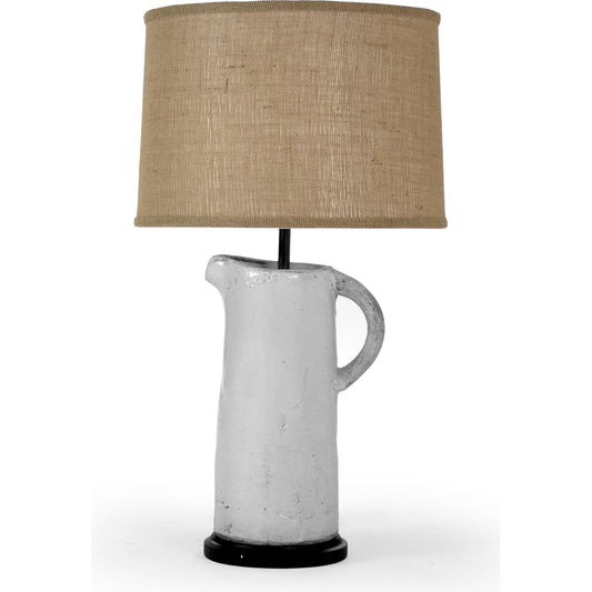 Ora Lamp by Zentique in distressed white and ceramic. Made from ceramic in a cottage & farmhouse style.