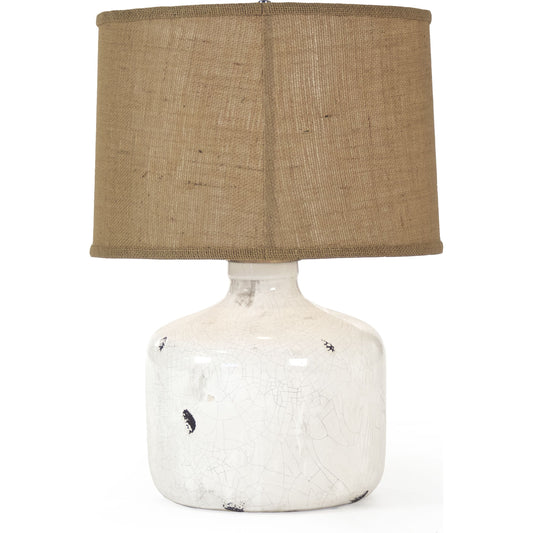 Yair Lamp by Zentique in distressed crackle white and ceramic. Made from ceramic in a cottage & farmhouse style.