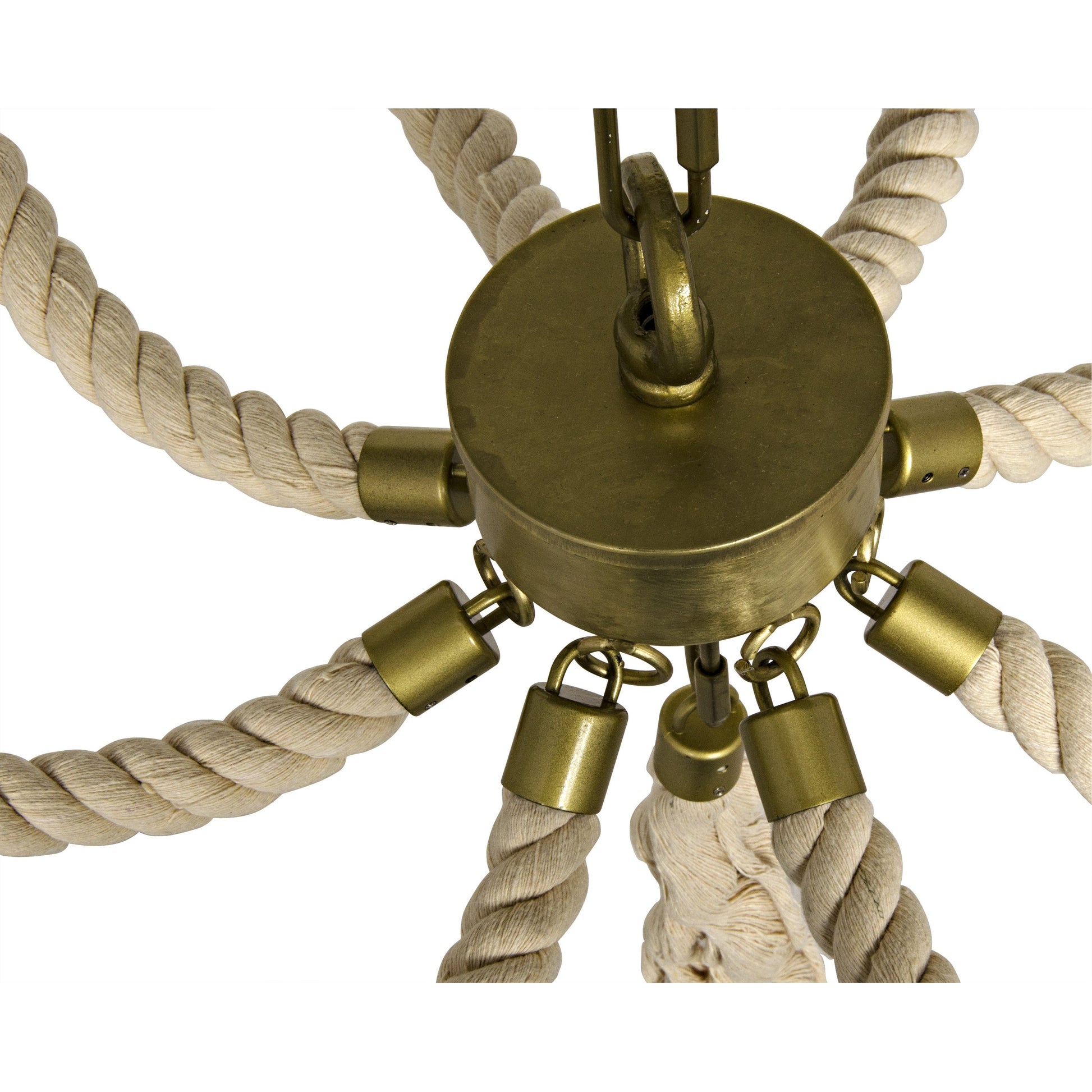 Alec Chandelier by Noir in antique brass. Made from metal, rope in a transitional style.