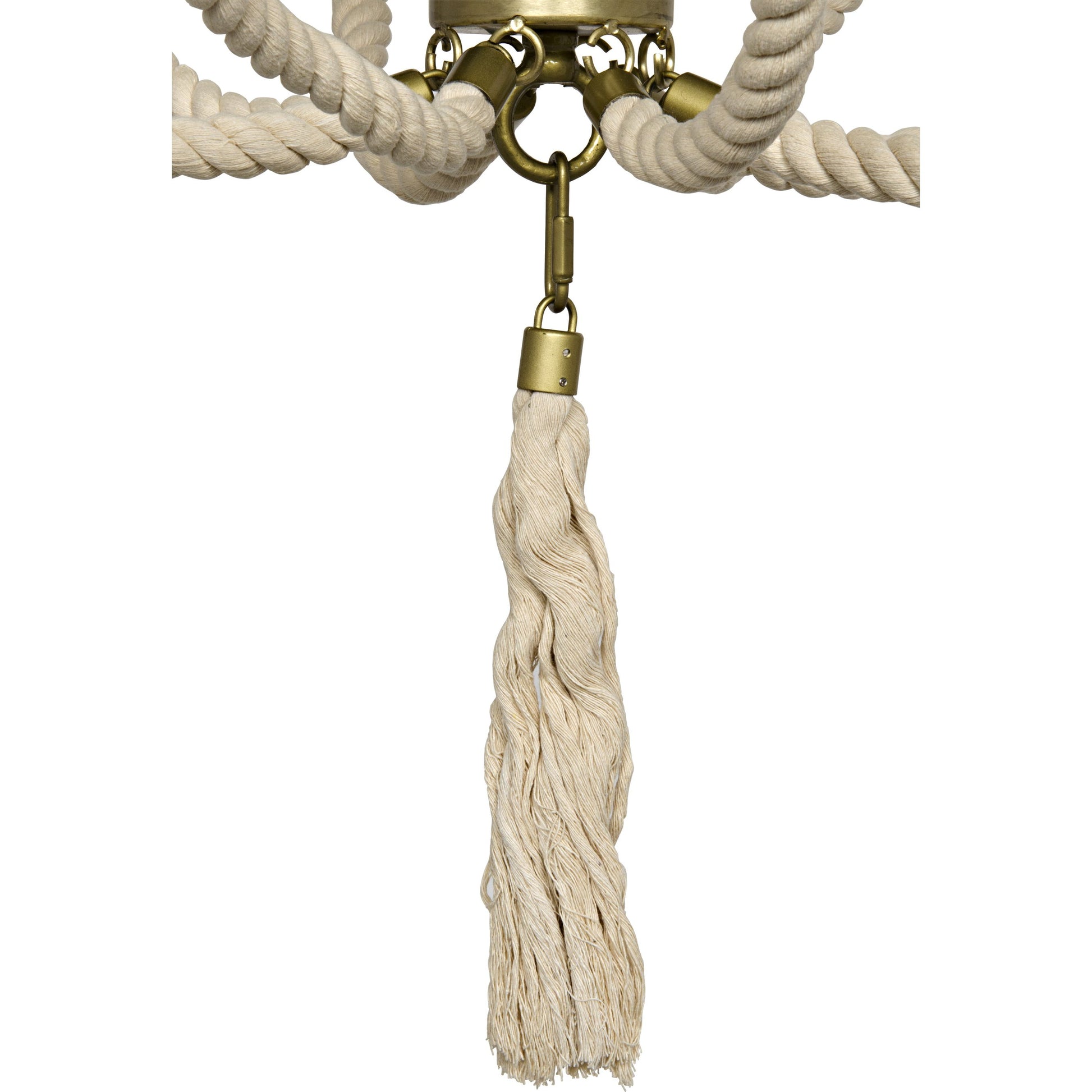 Alec Chandelier by Noir in antique brass. Made from metal, rope in a transitional style.