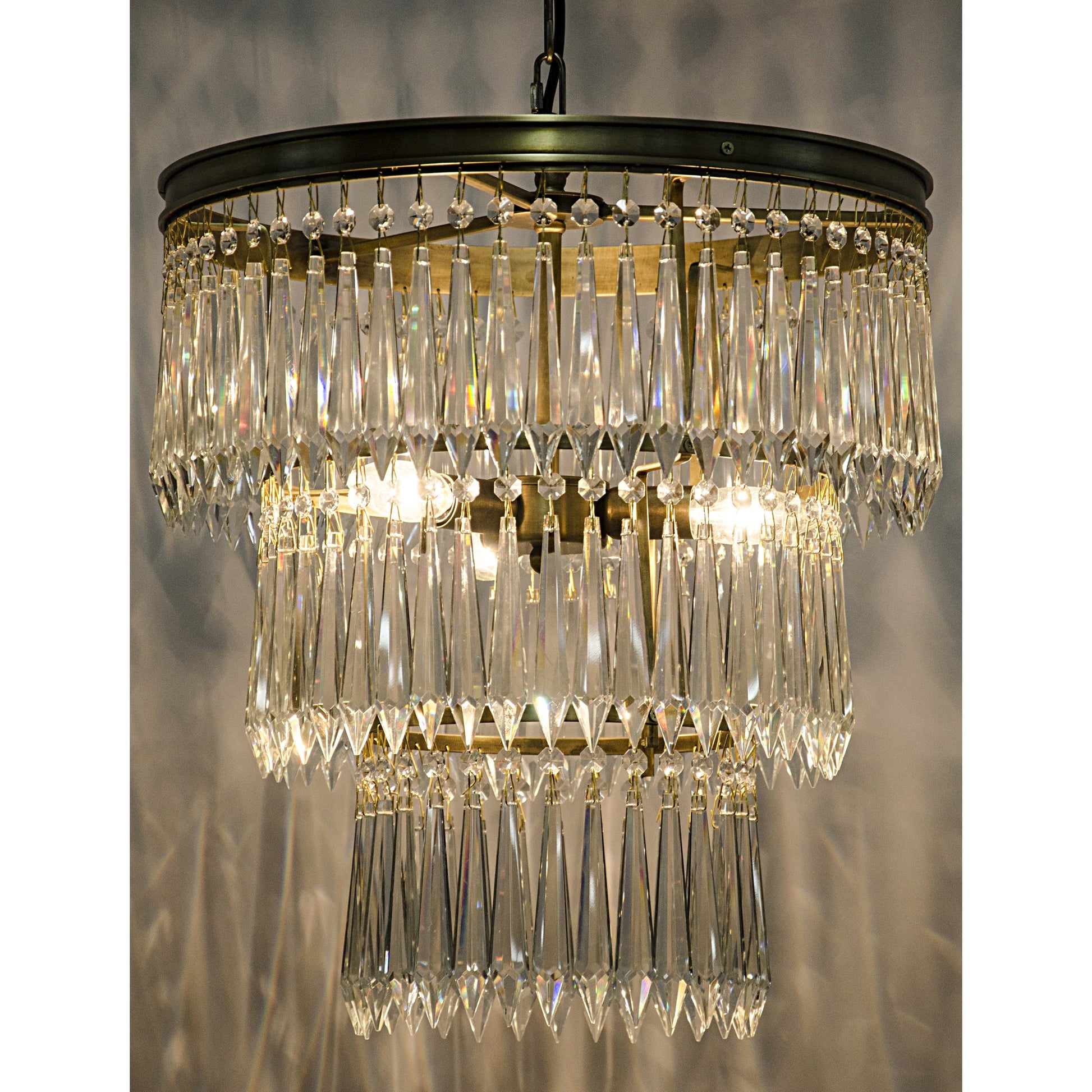 Venice Chandelier by Noir in antique brass. Made from metal, glass in a traditional style.