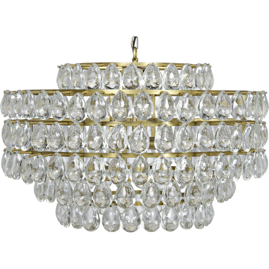 Linden Chandelier by Noir in antique brass. Made from metal, crystal in a traditional style.