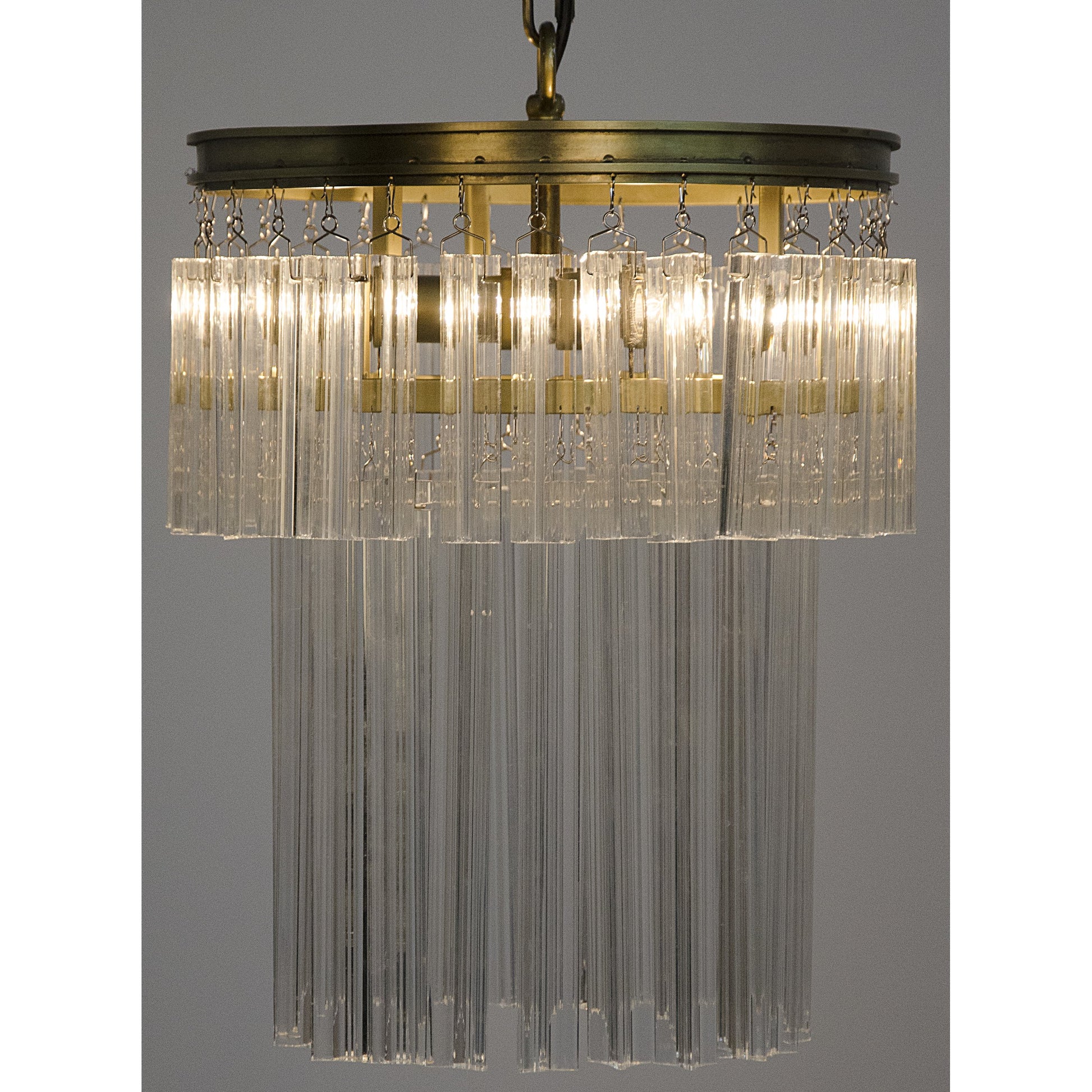 Toby Chandelier by Noir in antique brass. Made from metal, crystal in a traditional style.