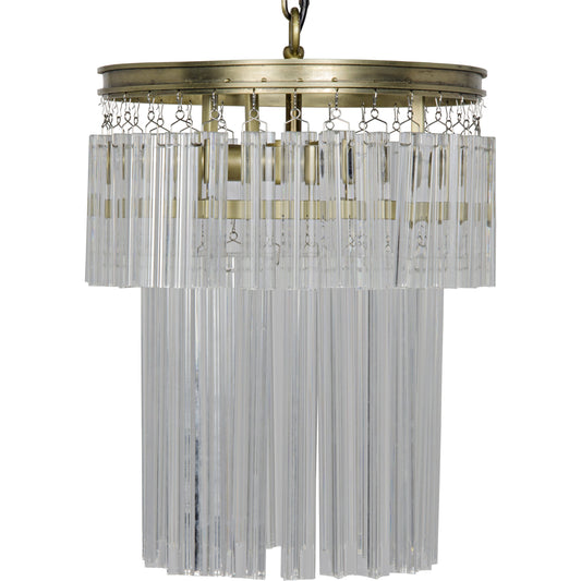 Toby Chandelier by Noir in antique brass. Made from metal, crystal in a traditional style.