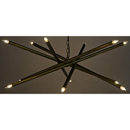 Ikram Chandelier by Noir in antique brass. Made from metal in a modern style.
