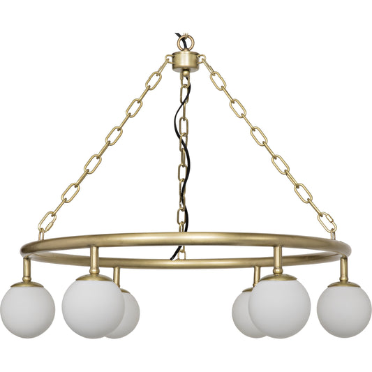 Modena Chandelier by Noir in antique brass. Made from metal in a modern style.