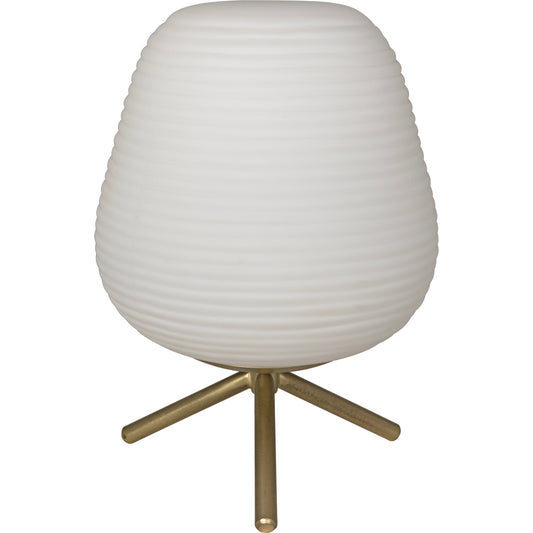 Foka Table Lamp by Noir in antique brass. Made from industrial steel, frosted glass diffuser in a modern style.