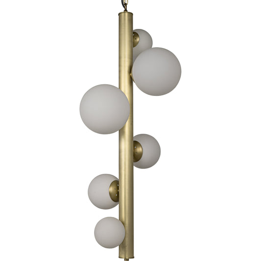 Orellana Chandelier by Noir in antique brass. Made from metal, glass in a modern style.