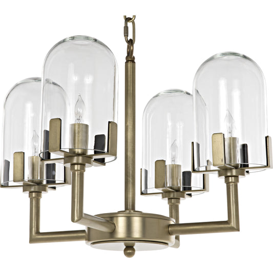 Bistro Chandelier by Noir in antique brass. Made from metal in a modern style.