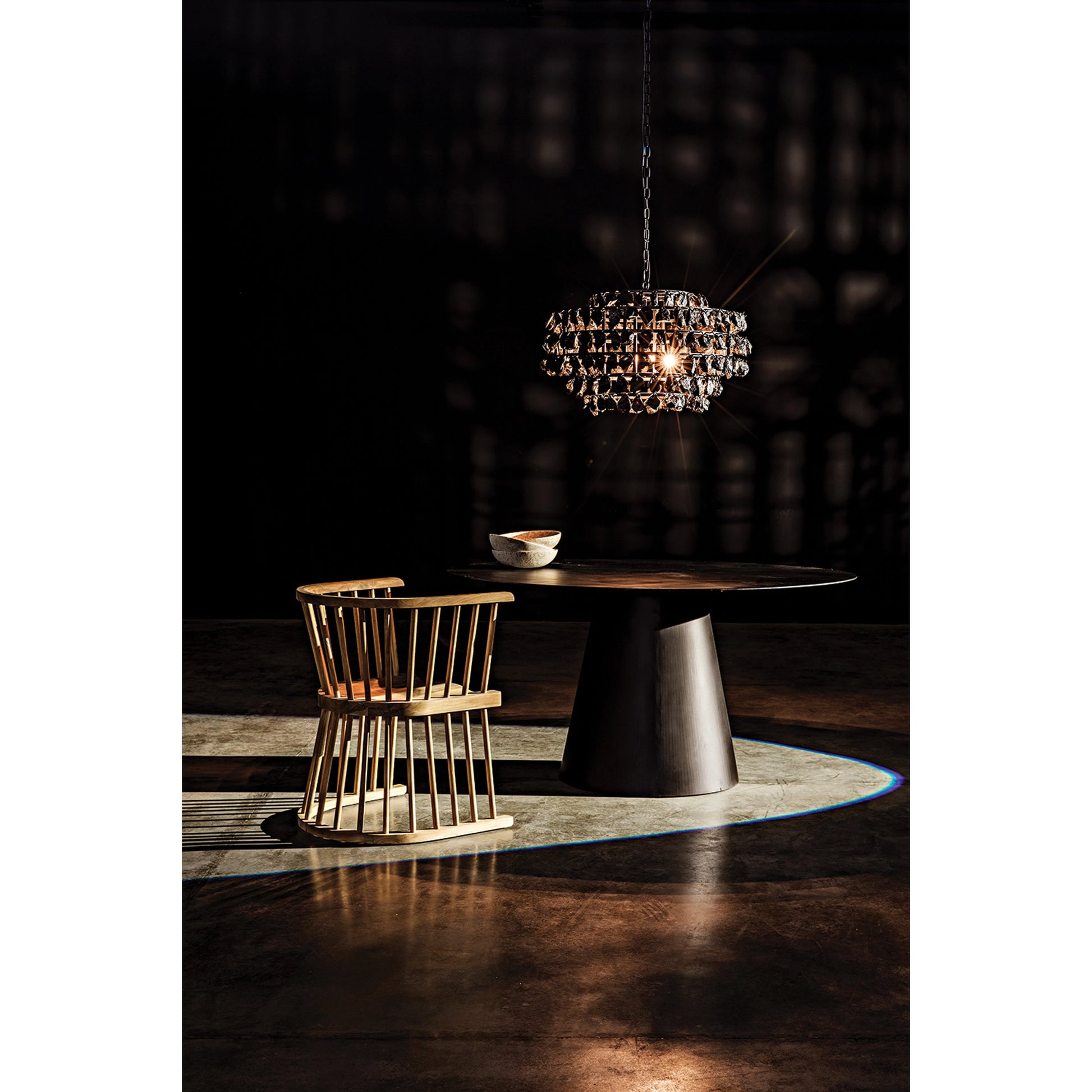 Vulcan Chandelier by Noir in black. Made from metal, rocks in a modern style.