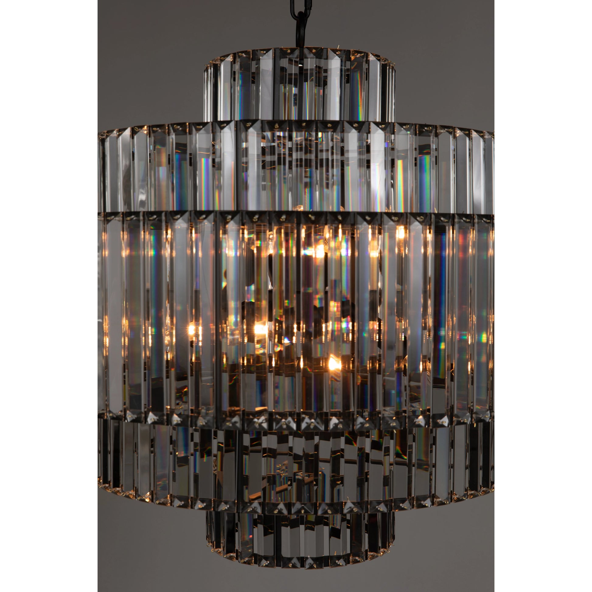Axa Chandelier by Noir in matte black. Made from industrial steel and crystals in a unique style.