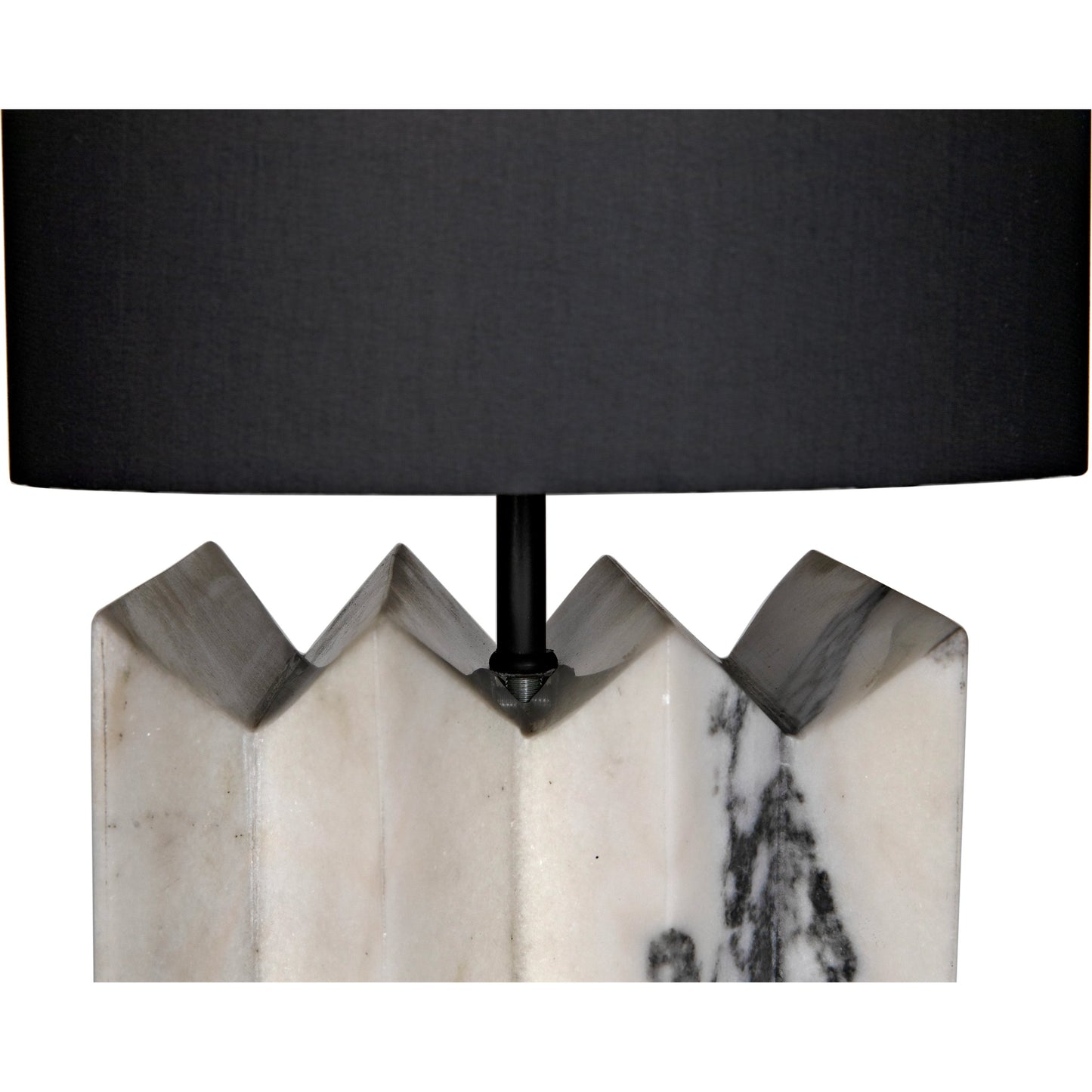 003 SI-1975473 | Closeup | Jman Lamp by Noir in waxed white marble. Made from white marble with silk shade in a modern style.