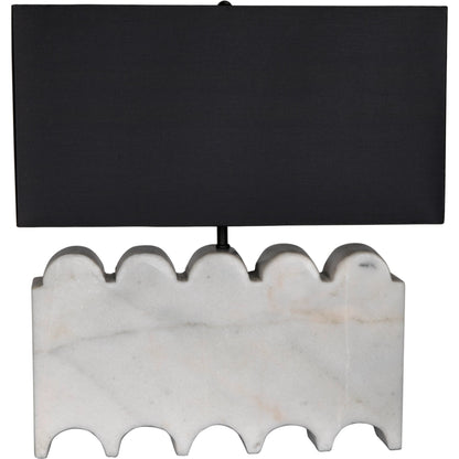 Darth Lamp by Noir in waxed. Made from white marble with silk shade in a modern style.