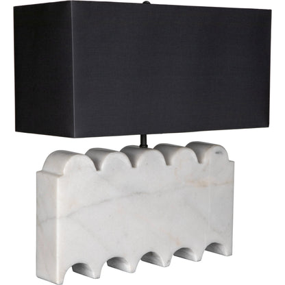 Darth Lamp by Noir in waxed. Made from white marble with silk shade in a modern style.
