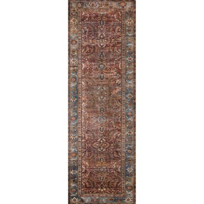 Layla LAY-01 Rug by Loloi in brick, blue. Made from 100% polyester in a traditional style.