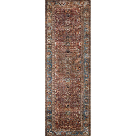 Layla LAY-01 Rug by Loloi in brick, blue. Made from 100% polyester in a traditional style.