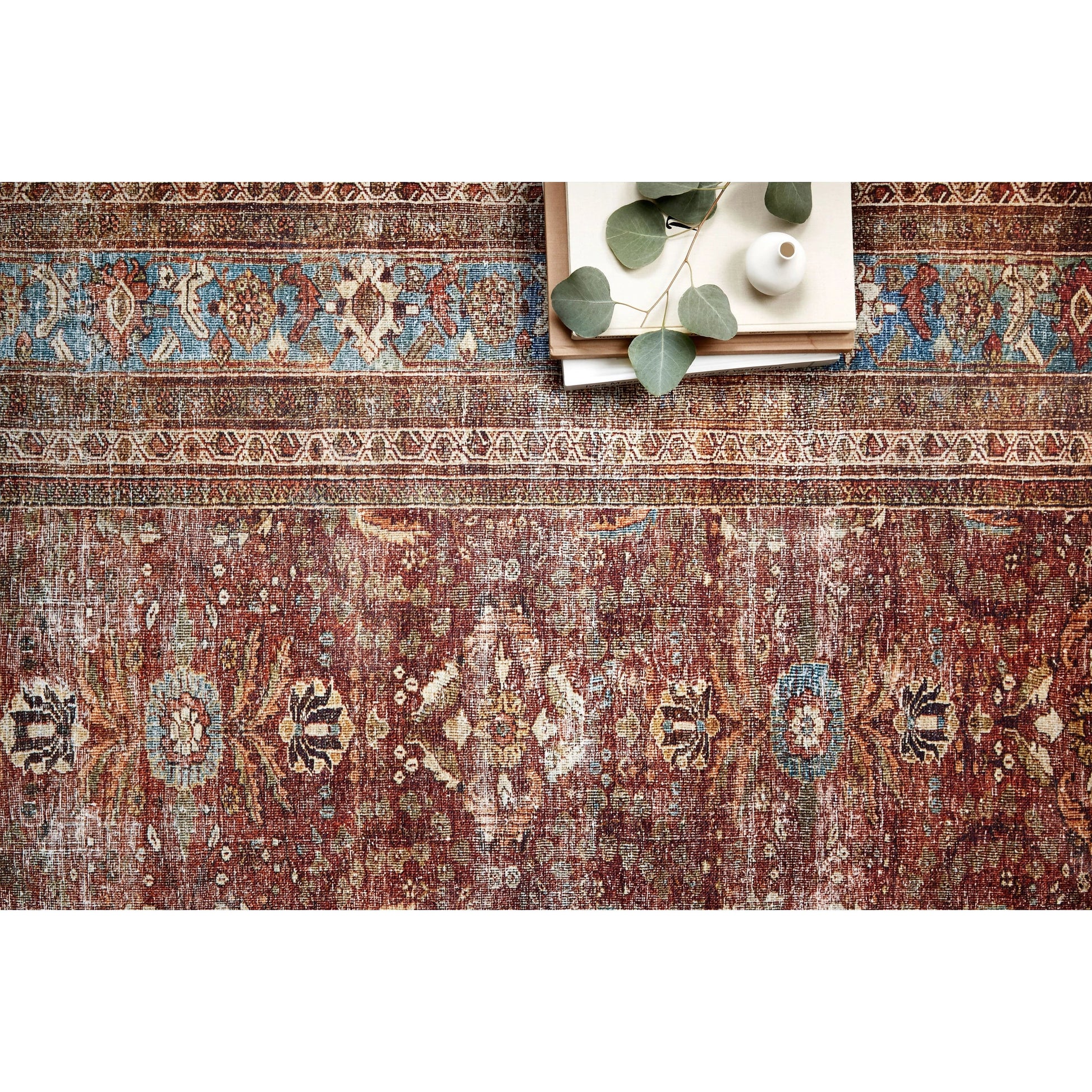 Layla LAY-01 Rug by Loloi in brick, blue. Made from 100% polyester in a traditional style.