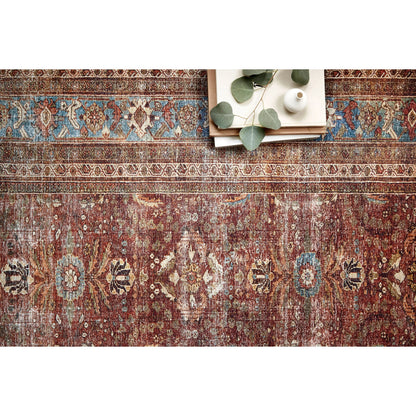 Layla LAY-01 Rug by Loloi in brick, blue. Made from 100% polyester in a traditional style.