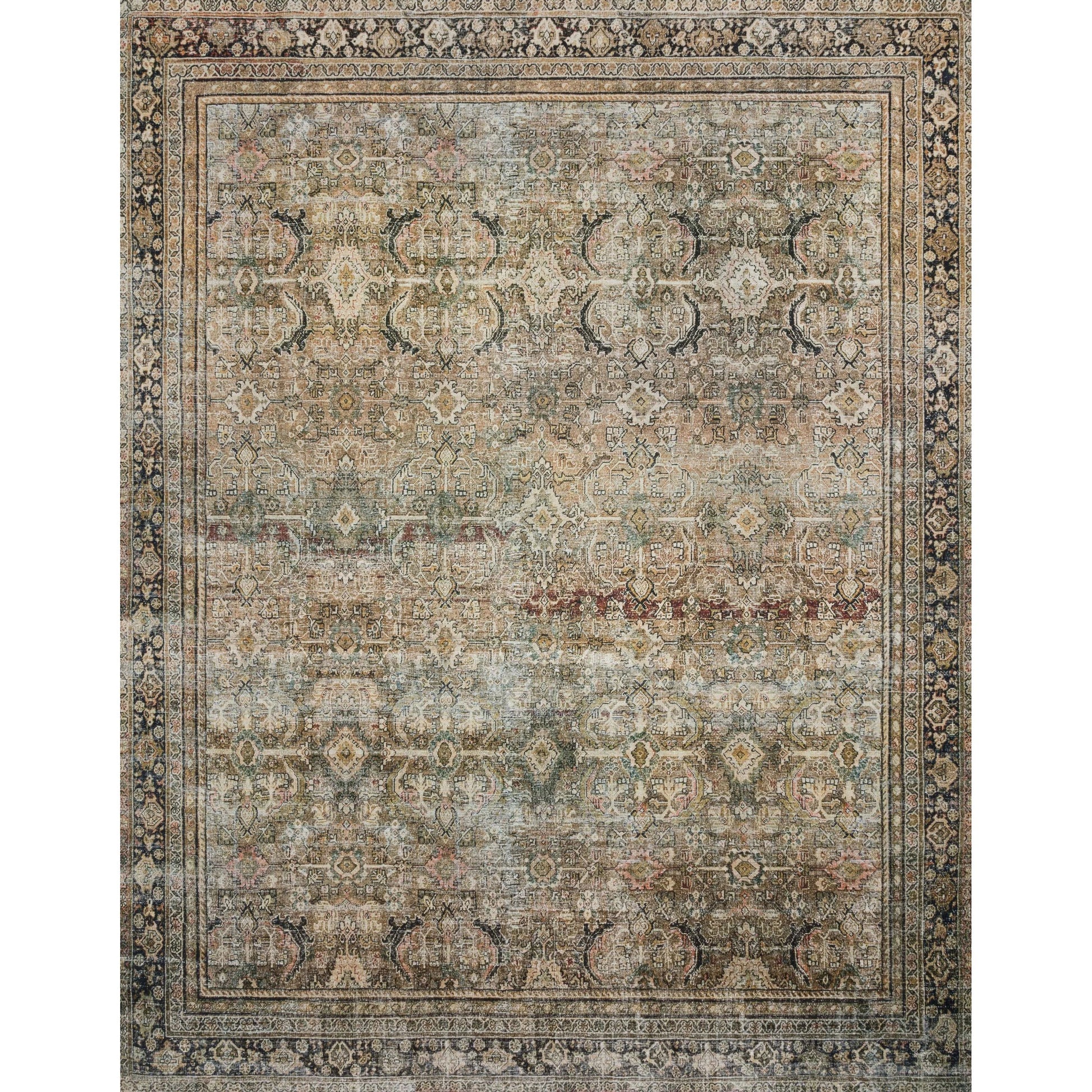Layla LAY-03 Rug by Loloi in olive, charcoal. Made from 100% polyester, cotton canvas backing in a traditional style.