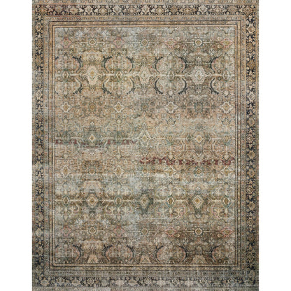 Layla LAY-03 Rug by Loloi in olive, charcoal. Made from 100% polyester, cotton canvas backing in a traditional style.
