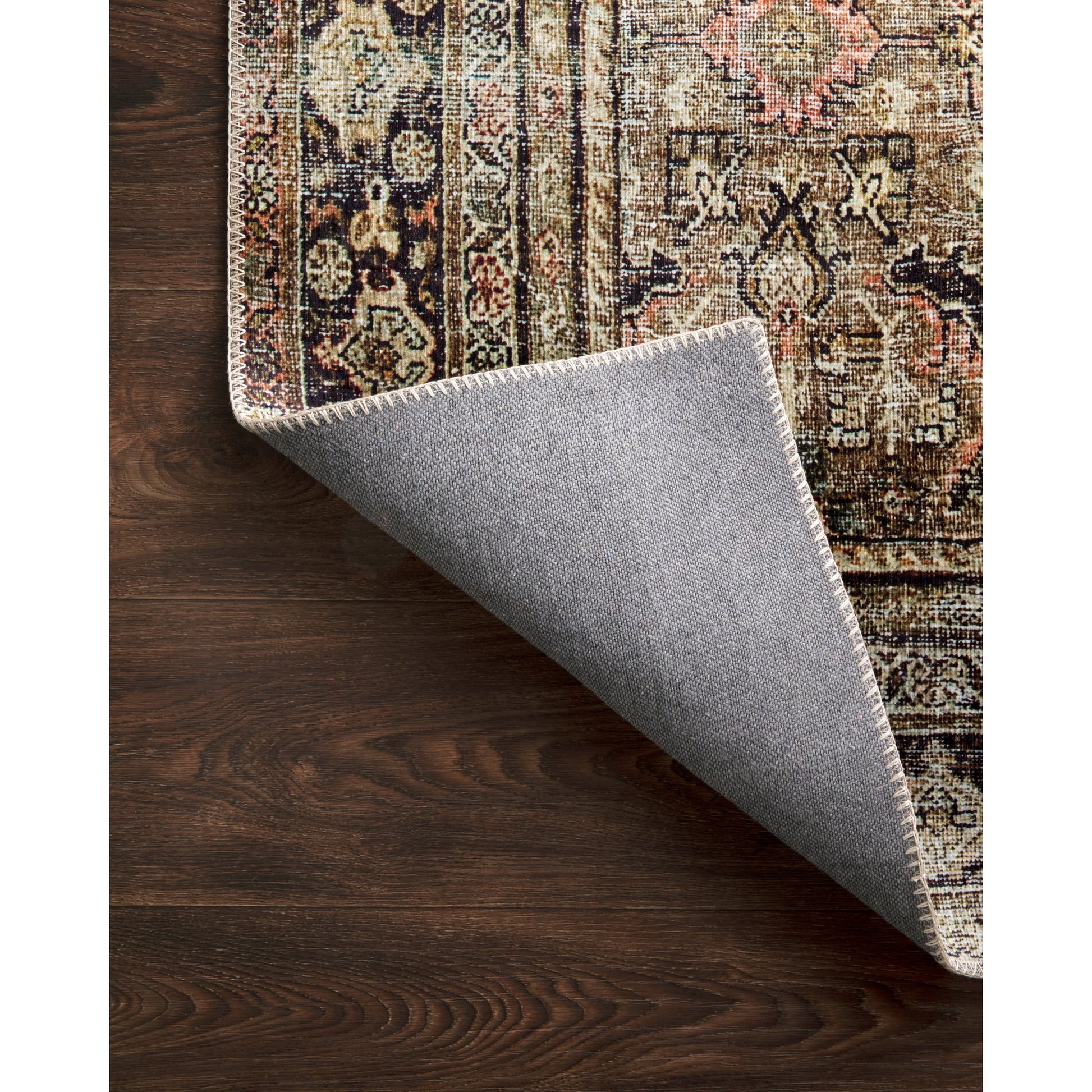 Layla LAY-03 Rug by Loloi in olive, charcoal. Made from 100% polyester, cotton canvas backing in a t