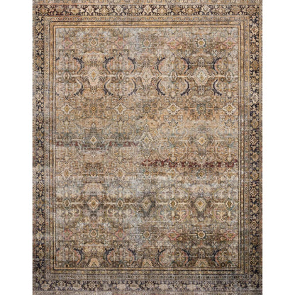 Layla LAY-03 Rug by Loloi in olive, charcoal. Made from 100% polyester, cotton canvas backing in a traditional style.