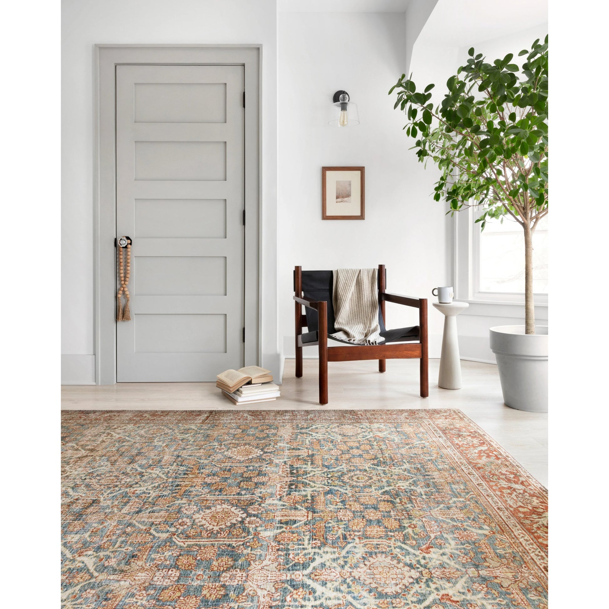 Layla LAY-04 Rug by Loloi in ocean, rust. Made from 100% polyester in a traditional style.