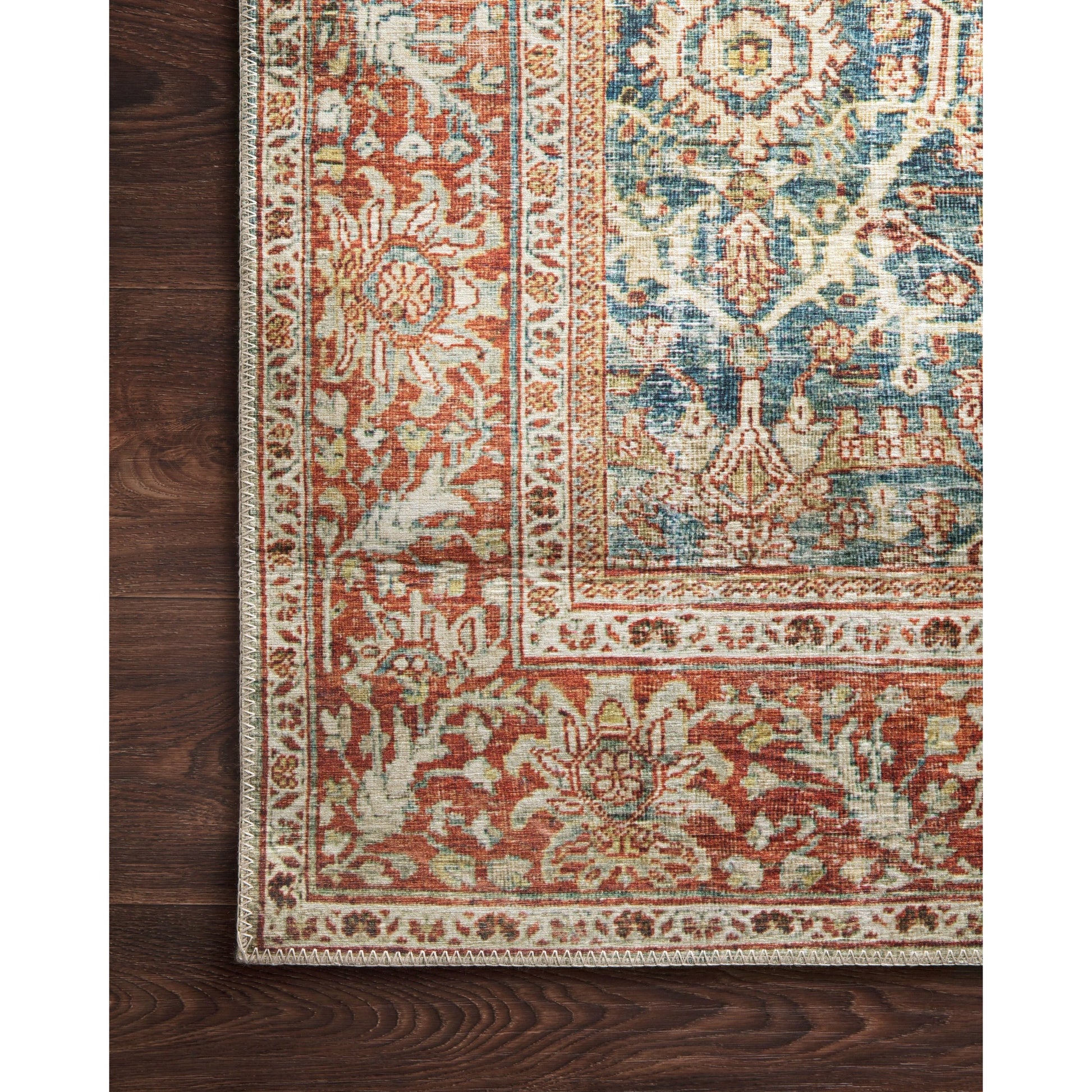 Layla LAY-04 Rug by Loloi in ocean, rust. Made from 100% polyester in a traditional style.