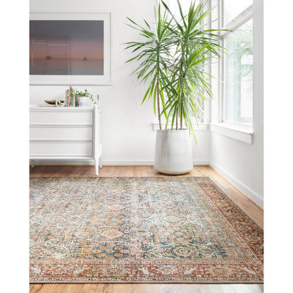 Layla LAY-04 Rug by Loloi in ocean, rust. Made from 100% polyester in a traditional style.