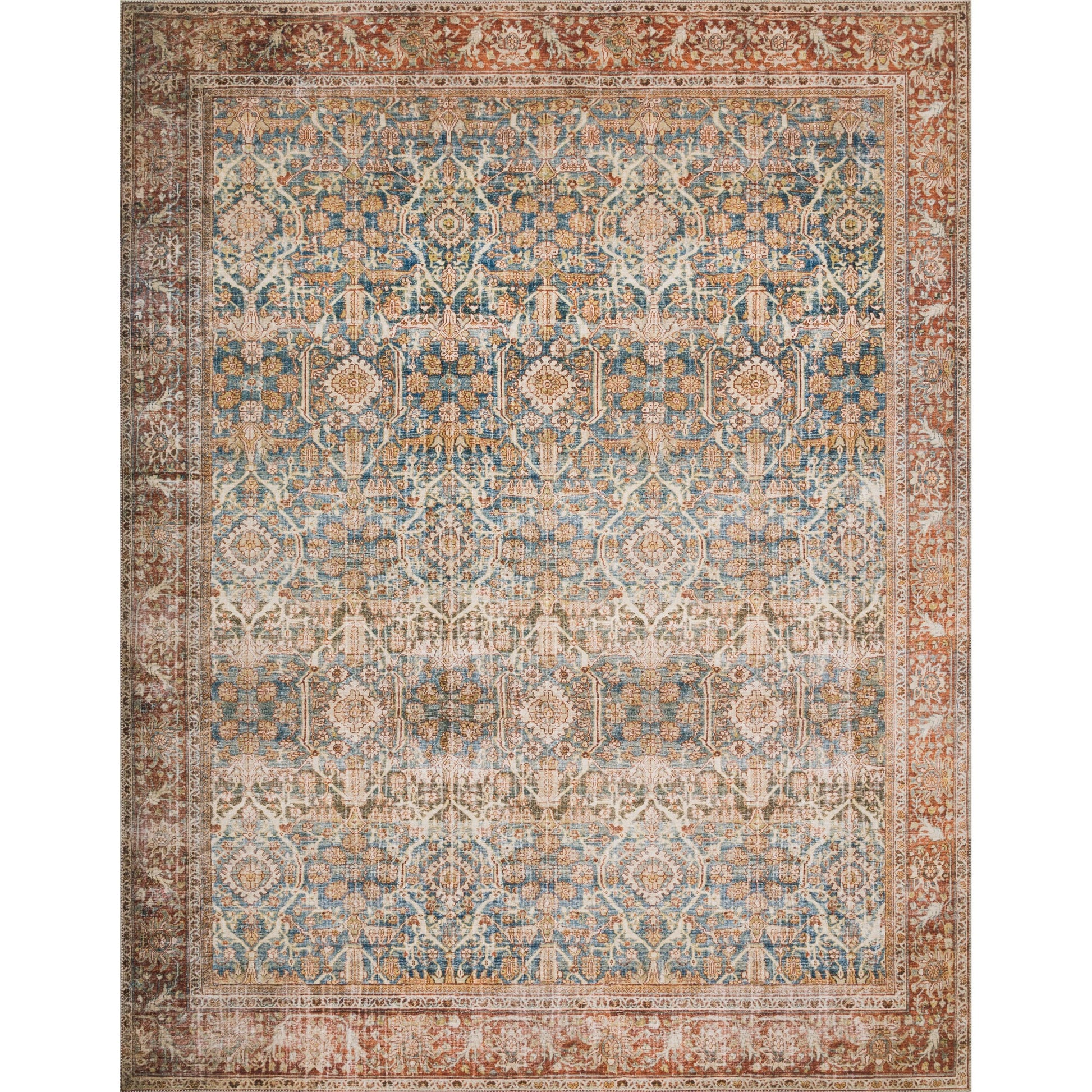 Layla LAY-04 Rug by Loloi in ocean, rust. Made from 100% polyester in a traditional style.