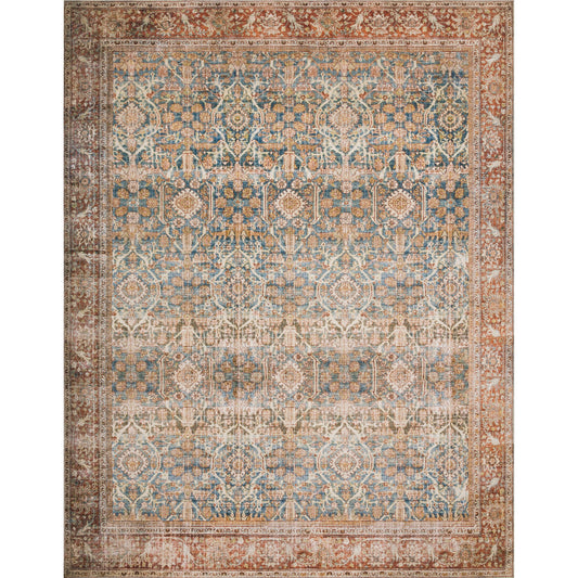 Layla LAY-04 Rug by Loloi II in ocean, rust. Made from 100% polyester in a traditional style.