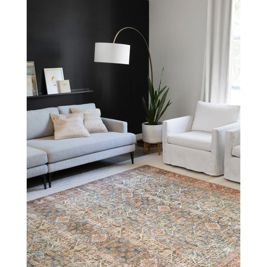 Layla LAY-04 Rug by Loloi II in ocean, rust. Made from 100% polyester in a traditional style.