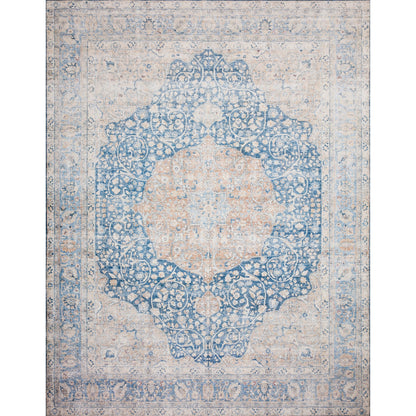 Layla LAY-07 Rug by Loloi in blue, tangerine. Made from 100% polyester in a cottage & farmhouse style.